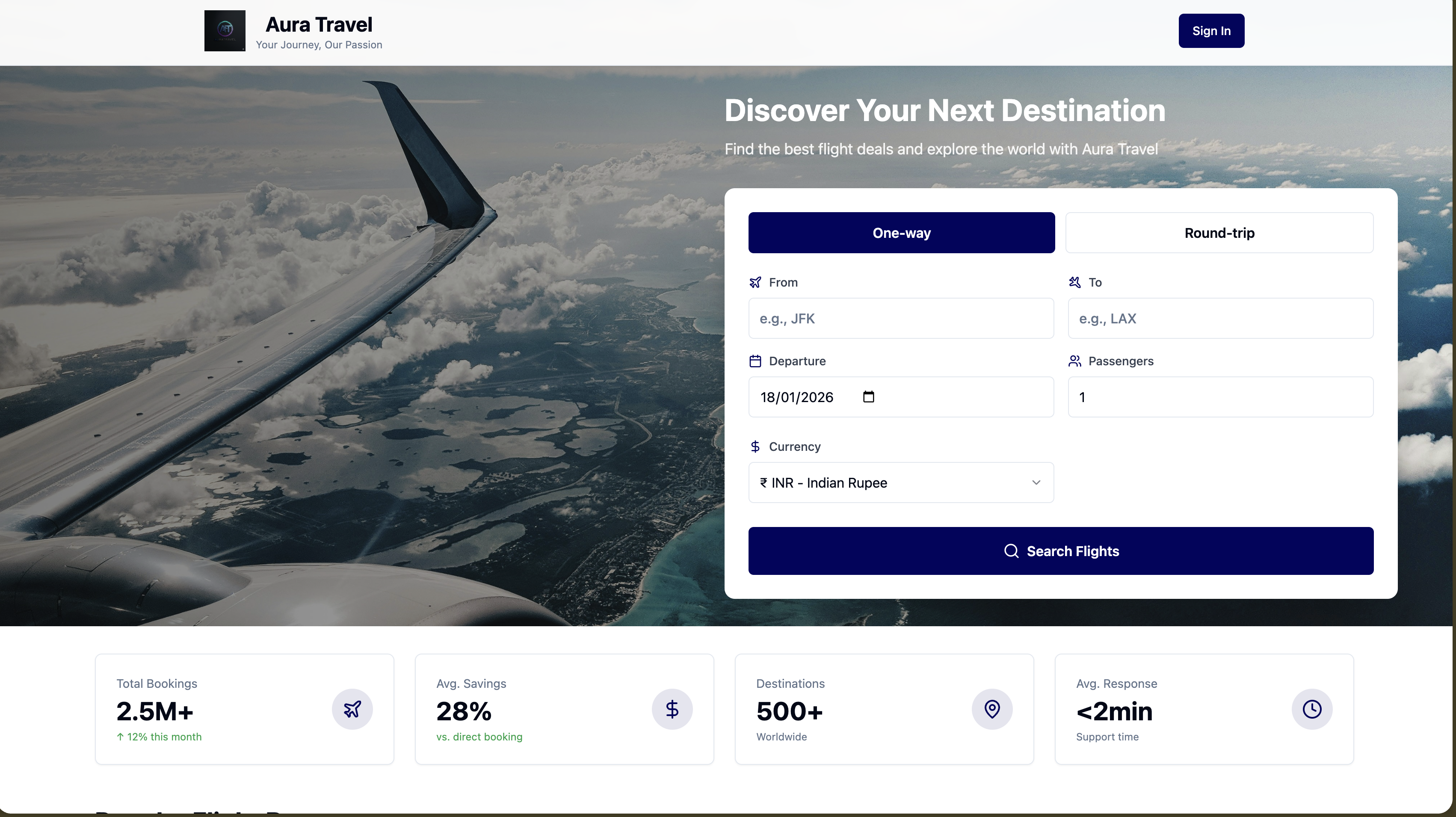 Aura Travel - Flight Search Engine